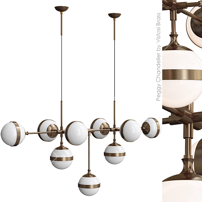 Elegant Brass Peggy Chandelier: Stunning Illumination in 9 Lamps 3D model image 1