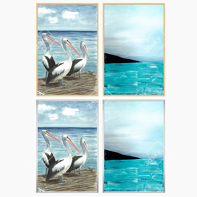 Modern Art Wall Paintings Set 3D model image 3