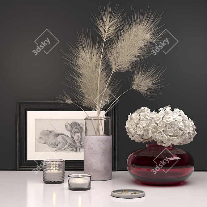 Elegant Dried Floral Hydrangea Set 3D model image 1