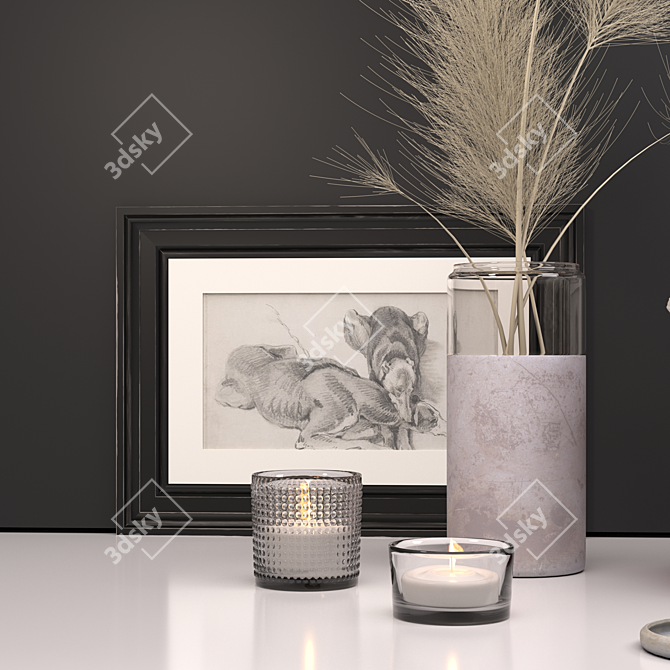 Elegant Dried Floral Hydrangea Set 3D model image 3