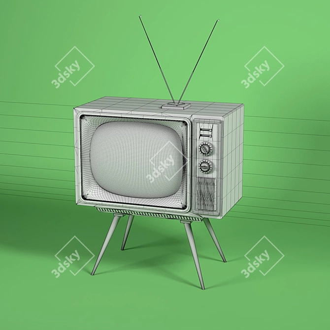 Vintage Television Set 3D model image 2