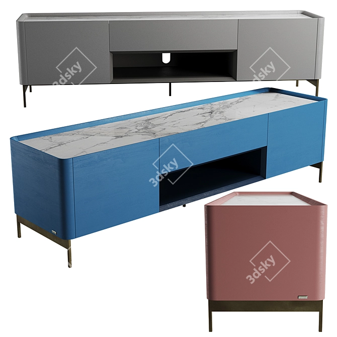 Elegant Iris Chest of Drawers 3D model image 1