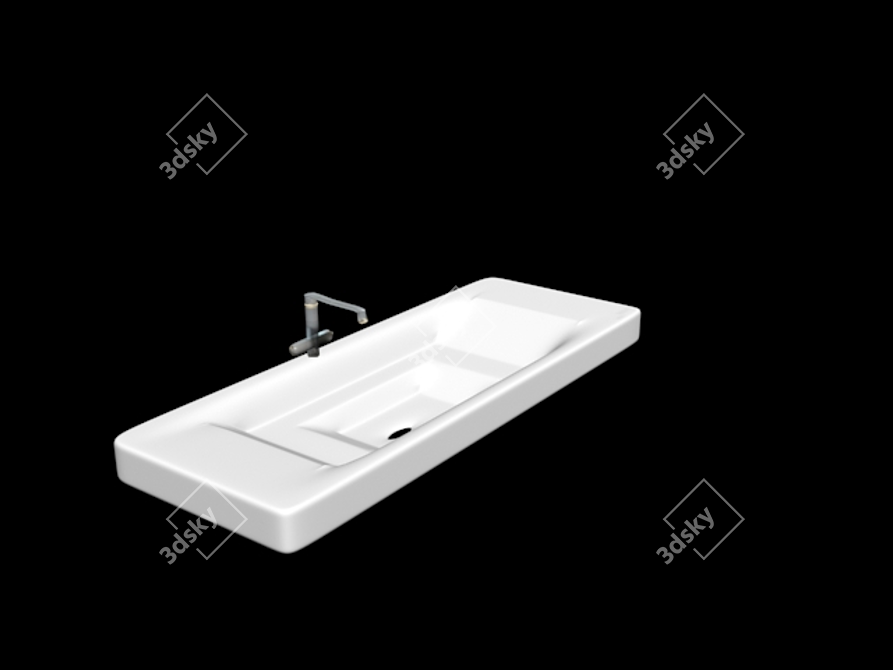 Sleek Oval Bathroom Sink 3D model image 1