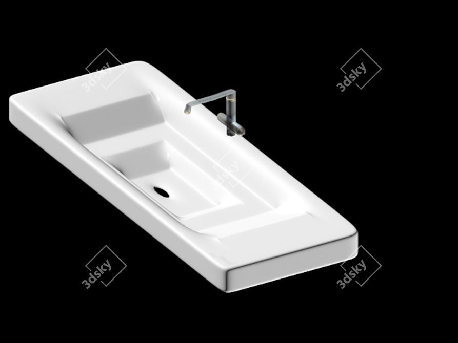 Sleek Oval Bathroom Sink 3D model image 2