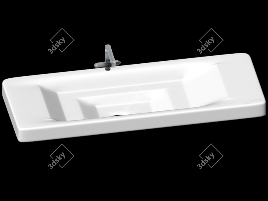 Sleek Oval Bathroom Sink 3D model image 3