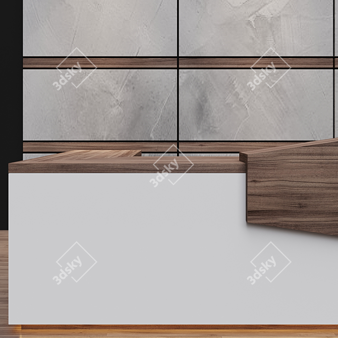 Modern Reception Desk with 3550 x 1250 x 1550 mm Dimensions 3D model image 3