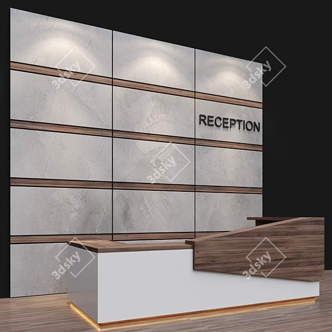 Modern Reception Desk with 3550 x 1250 x 1550 mm Dimensions 3D model image 4