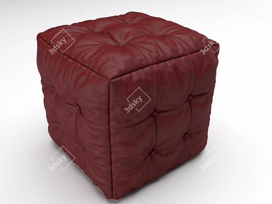 Leather Cube Pouf 3D model image 1