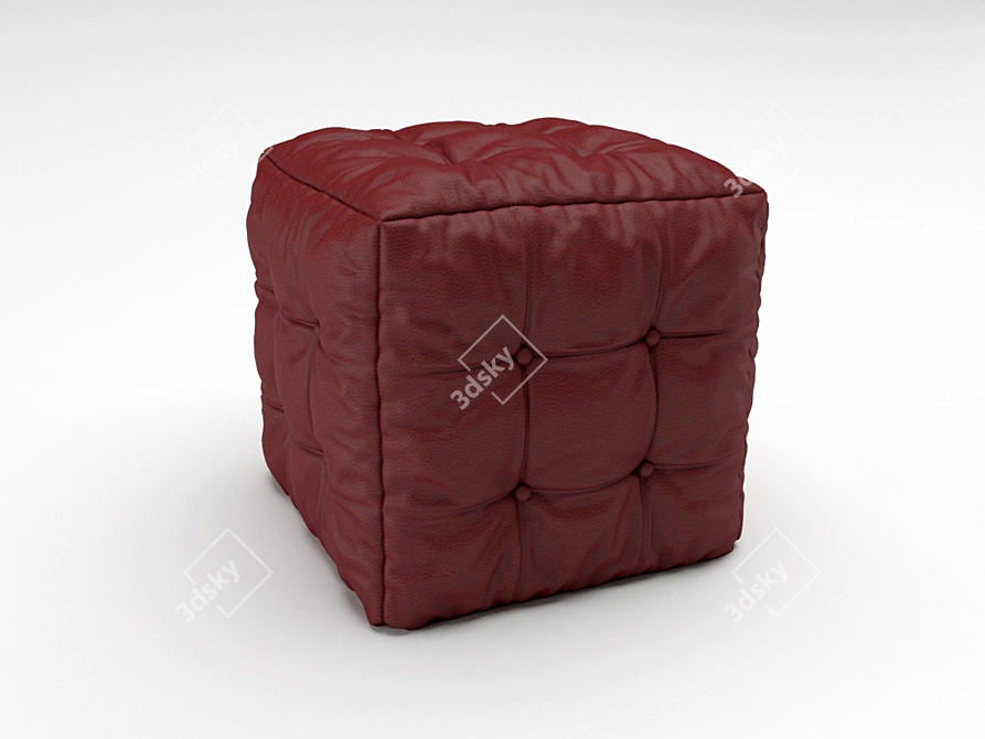 Leather Cube Pouf 3D model image 3