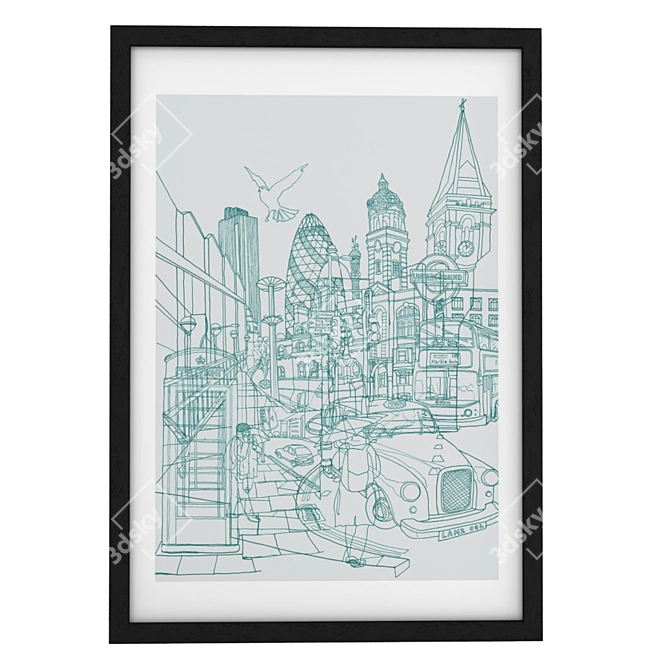 London Cityscape Canvas Print 3D model image 1