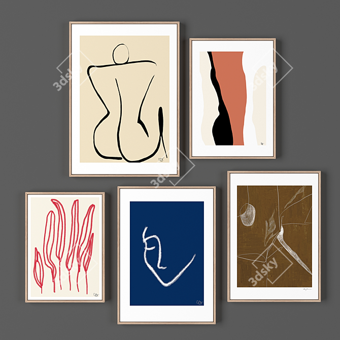 5-Piece Assorted Frames Collection 3D model image 1