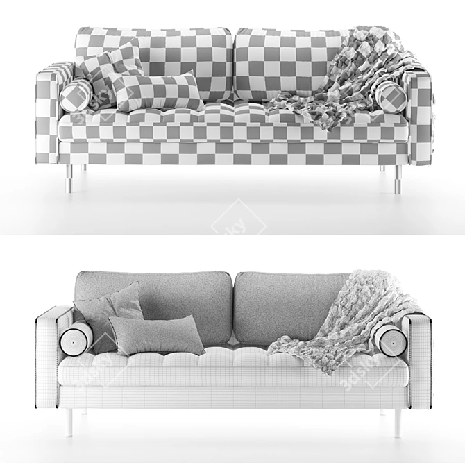 Bogard Velvet Sofa: Elegant Comfort 3D model image 3