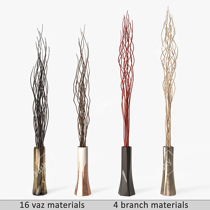 Branch Decor Set - Versatile Vases, Various Materials 3D model image 1