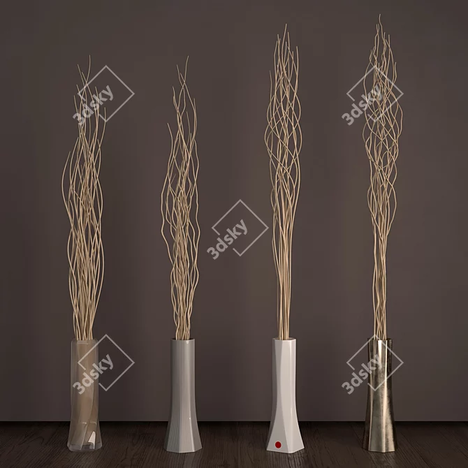 Branch Decor Set - Versatile Vases, Various Materials 3D model image 2