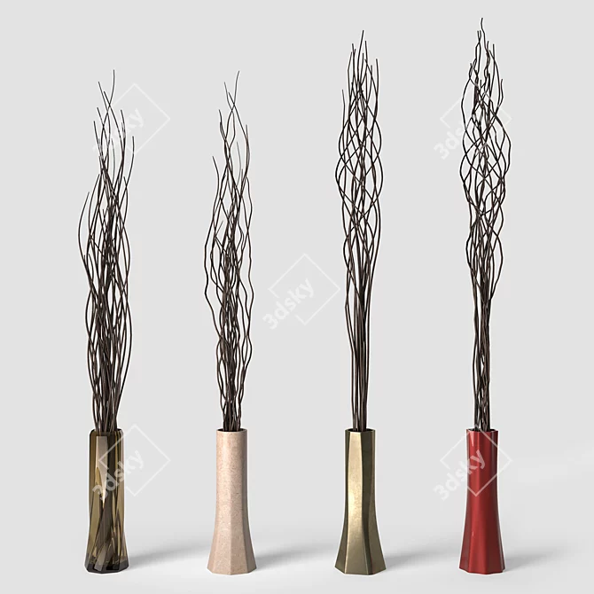 Branch Decor Set - Versatile Vases, Various Materials 3D model image 3