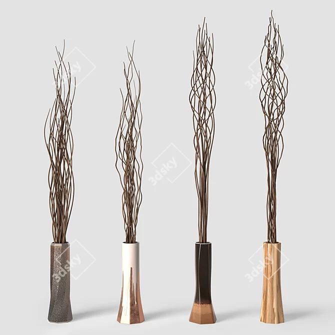 Branch Decor Set - Versatile Vases, Various Materials 3D model image 4