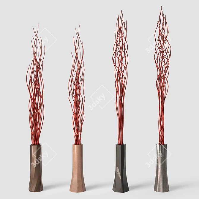 Branch Decor Set - Versatile Vases, Various Materials 3D model image 5