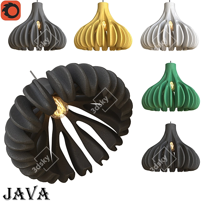 Java Pendant Lamp: Vibrant Colors & Unique Design 3D model image 1