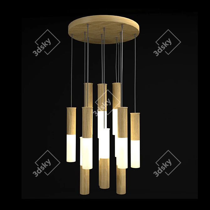 Contemporary Wood Pendant Chandelier 3D model image 1