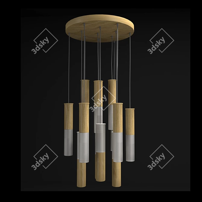 Contemporary Wood Pendant Chandelier 3D model image 2