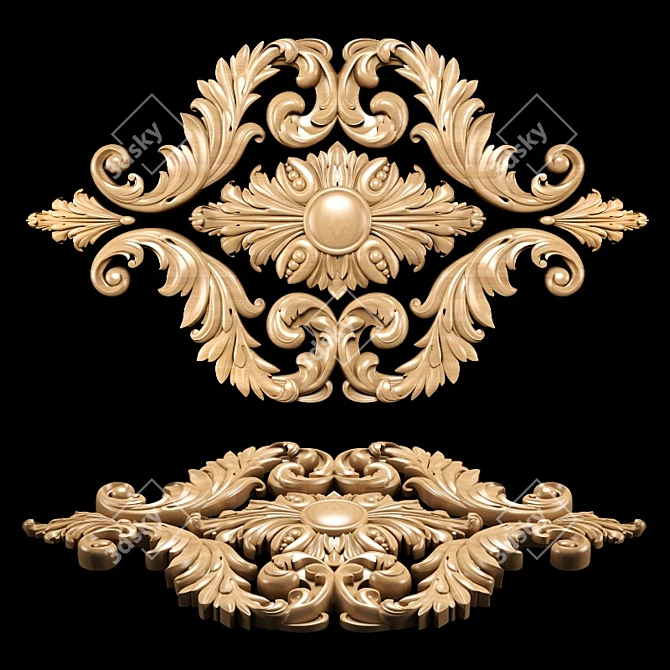 Classic Carving Trim: Detailed CNC & Rendering 3D model image 2