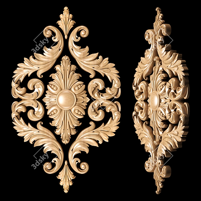 Classic Carving Trim: Detailed CNC & Rendering 3D model image 3