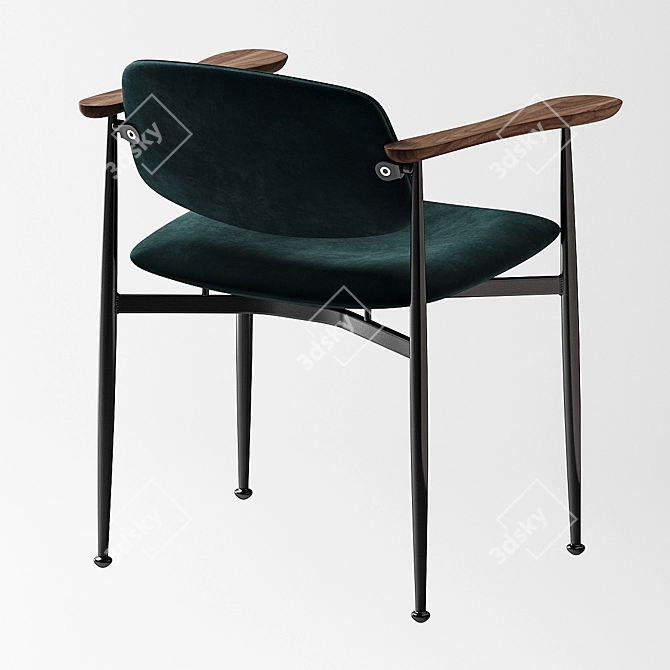 AM.PM Floyd Chair: Stylish Steel Frame with Walnut Armrests 3D model image 1