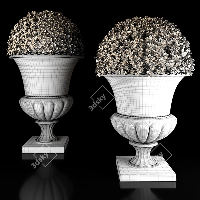 Concrete Urn Boxwood Planter 3D model image 4