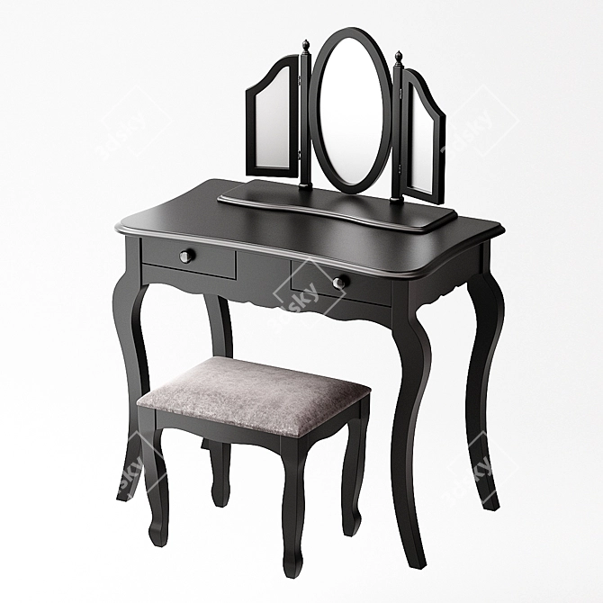 Elegant Soupir Dressing Table & Stool 3D model image 1