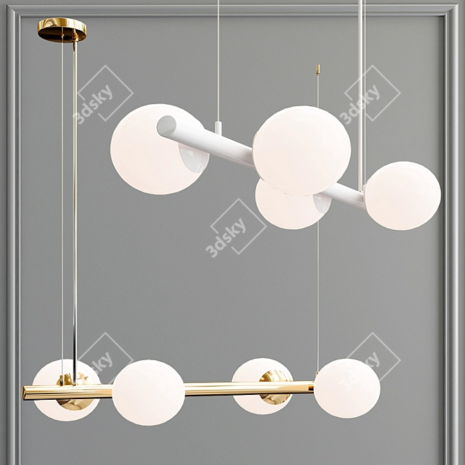 Sleek Matte Pendant Lights 3D model image 2