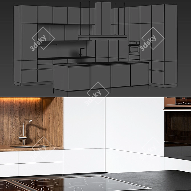 Modern Kitchen Model: 3dsmax2014 & V-ray 3D model image 5