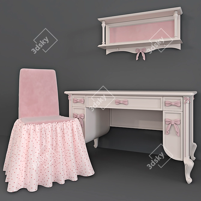 Elegant Dolfi Table & Chair 3D model image 2