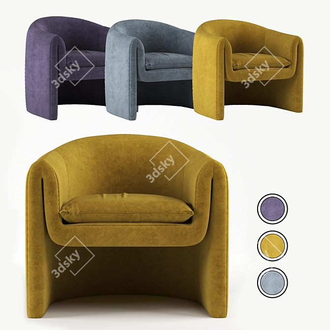 Velvet Artistic Chair 3D model image 1