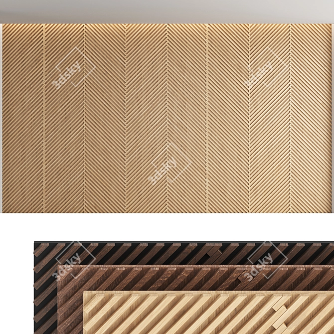 Decorative Wood Wall Panel Set 3D model image 1