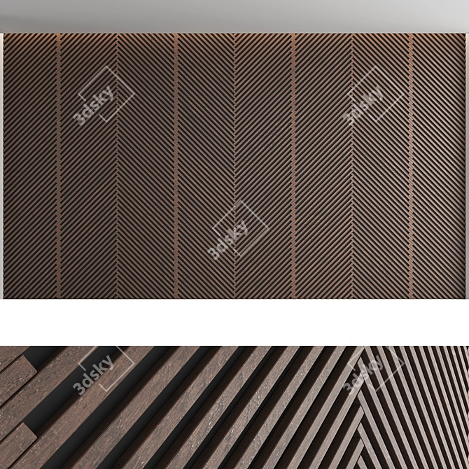 Decorative Wood Wall Panel Set 3D model image 2