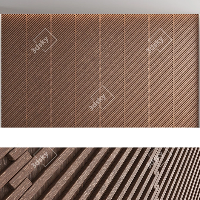 Decorative Wood Wall Panel Set 3D model image 3