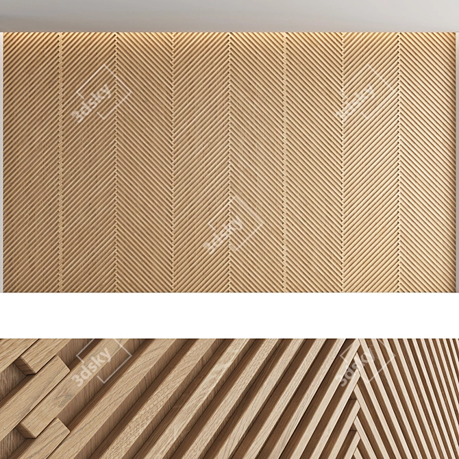 Decorative Wood Wall Panel Set 3D model image 4