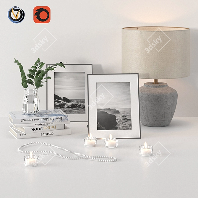 Elegant Decor Set: Frame and Lamp 3D model image 1