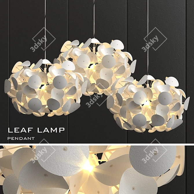 Elegant Leaf White Pendant 3D model image 1