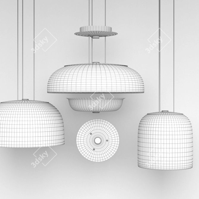 Modern LED Scandinavian Chandelier Set 3D model image 4