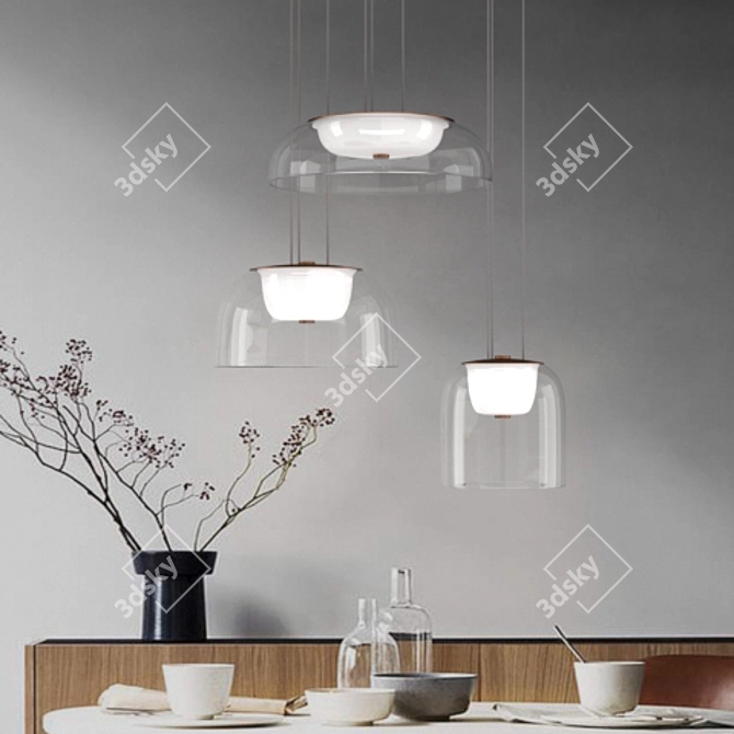 Modern LED Scandinavian Chandelier Set 3D model image 5