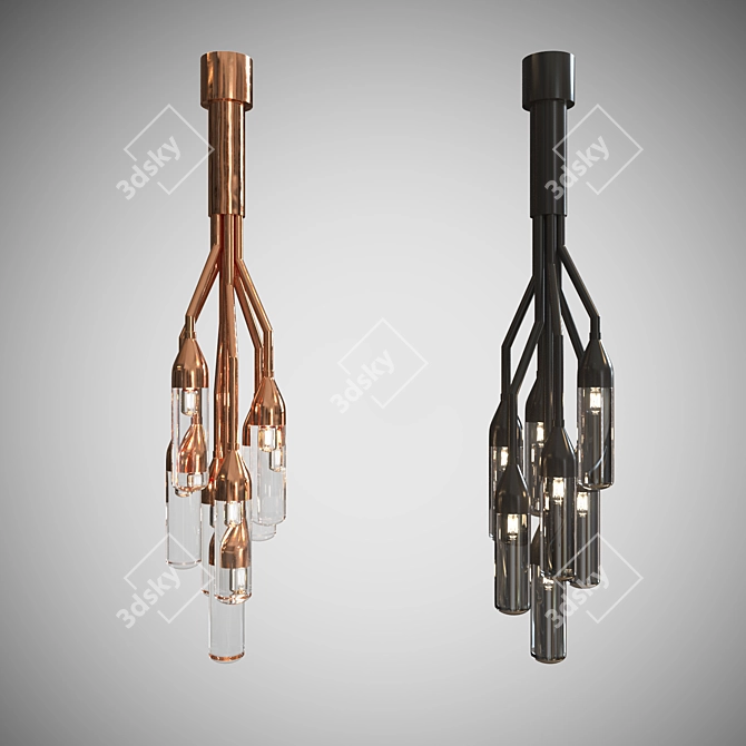 Sleek Glass Pendant Lamp 3D model image 1