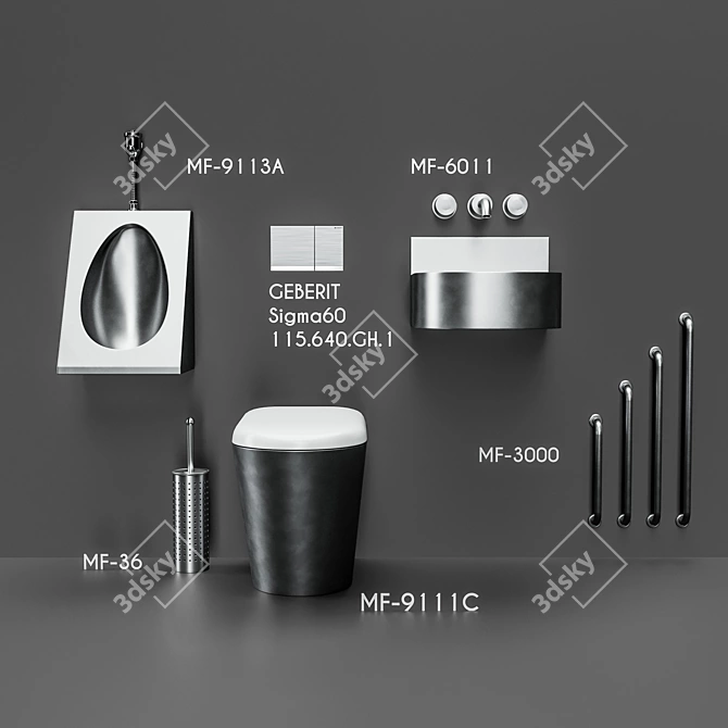 Durable Flush Toilet | MOEFF MF-9111C 3D model image 1