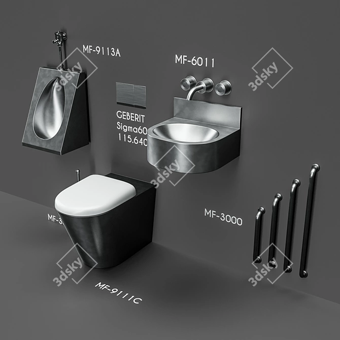 Durable Flush Toilet | MOEFF MF-9111C 3D model image 2