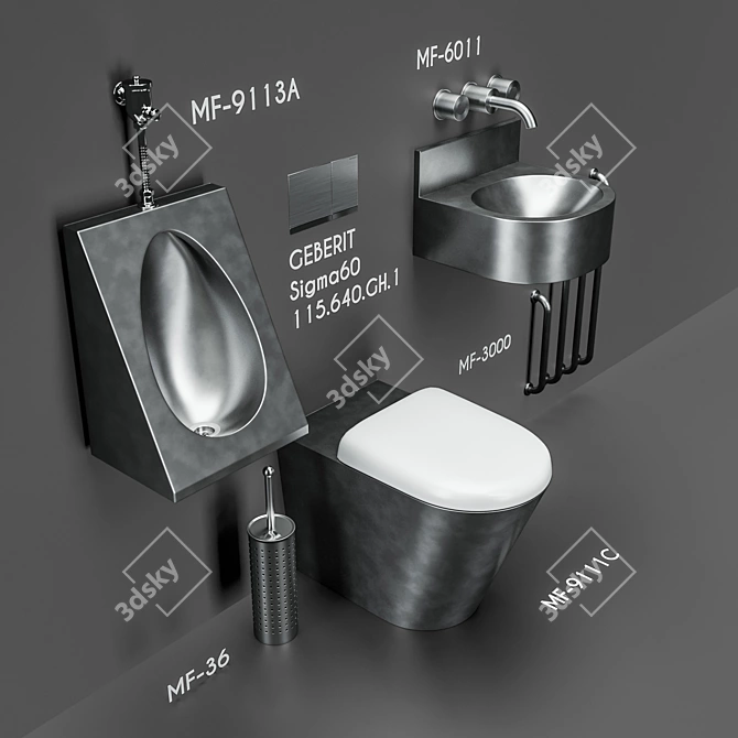 Durable Flush Toilet | MOEFF MF-9111C 3D model image 3