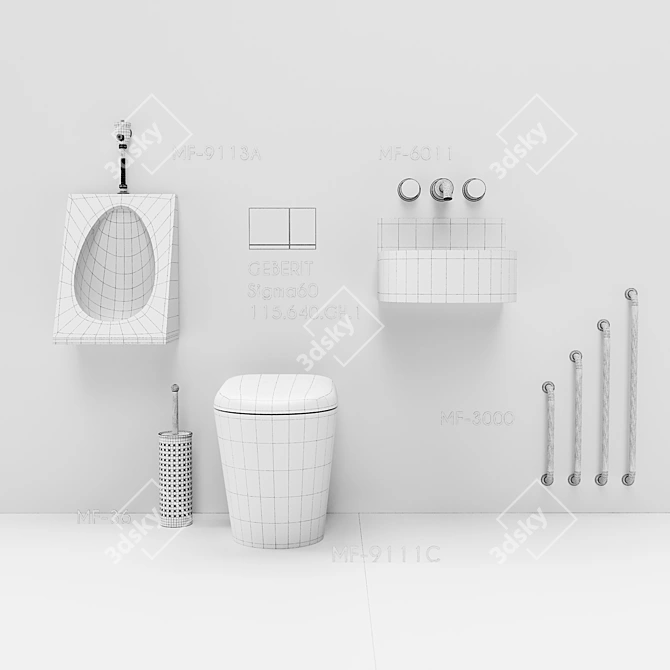 Durable Flush Toilet | MOEFF MF-9111C 3D model image 4