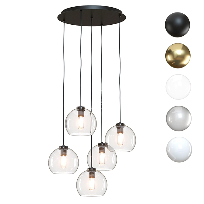 Modern Black Arren Pendant Light 3D model image 1