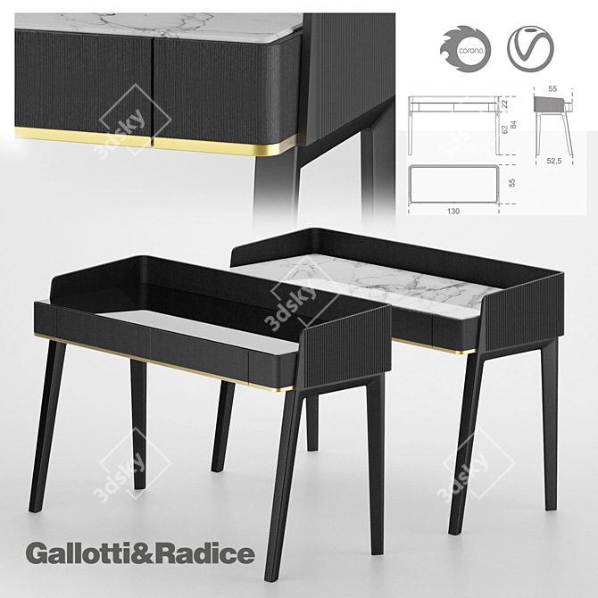 Gallotti & Radice Soho Writing Desk 3D model image 6