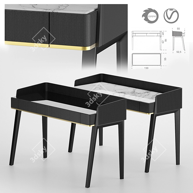 Gallotti & Radice Soho Writing Desk 3D model image 7