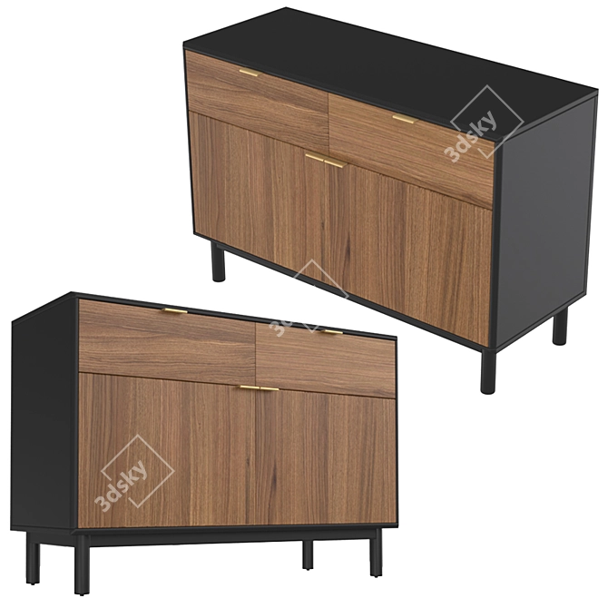 Elegant Belgrave Sideboard in Dark Stained Oak 3D model image 1